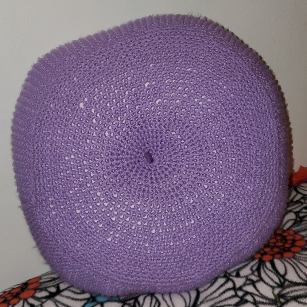 Crochet Pastel Lavender Round Throw Pillow